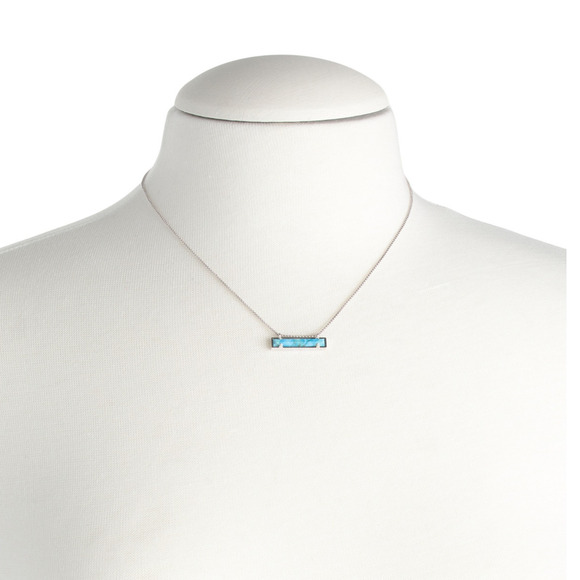 NWT! Kendra Scott Leanor Silver Short Pendant in Bronze Veined Turquoise - Picture 3 of 7